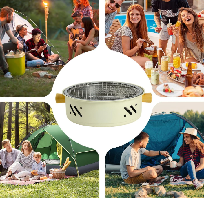 Portable 28cm Stainless Steel BBQ & Tea Furnace - Matte White | Camping Grill | 🔥 Cook Anywhere — On the Beach, In the Woods, or Campsite. Compact & stylish — this BBQ doubles as a tea-heating station and portable grill for all your outdoor feasts.